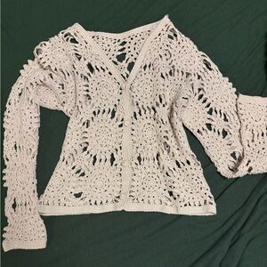 Hand knit crochet cardigan